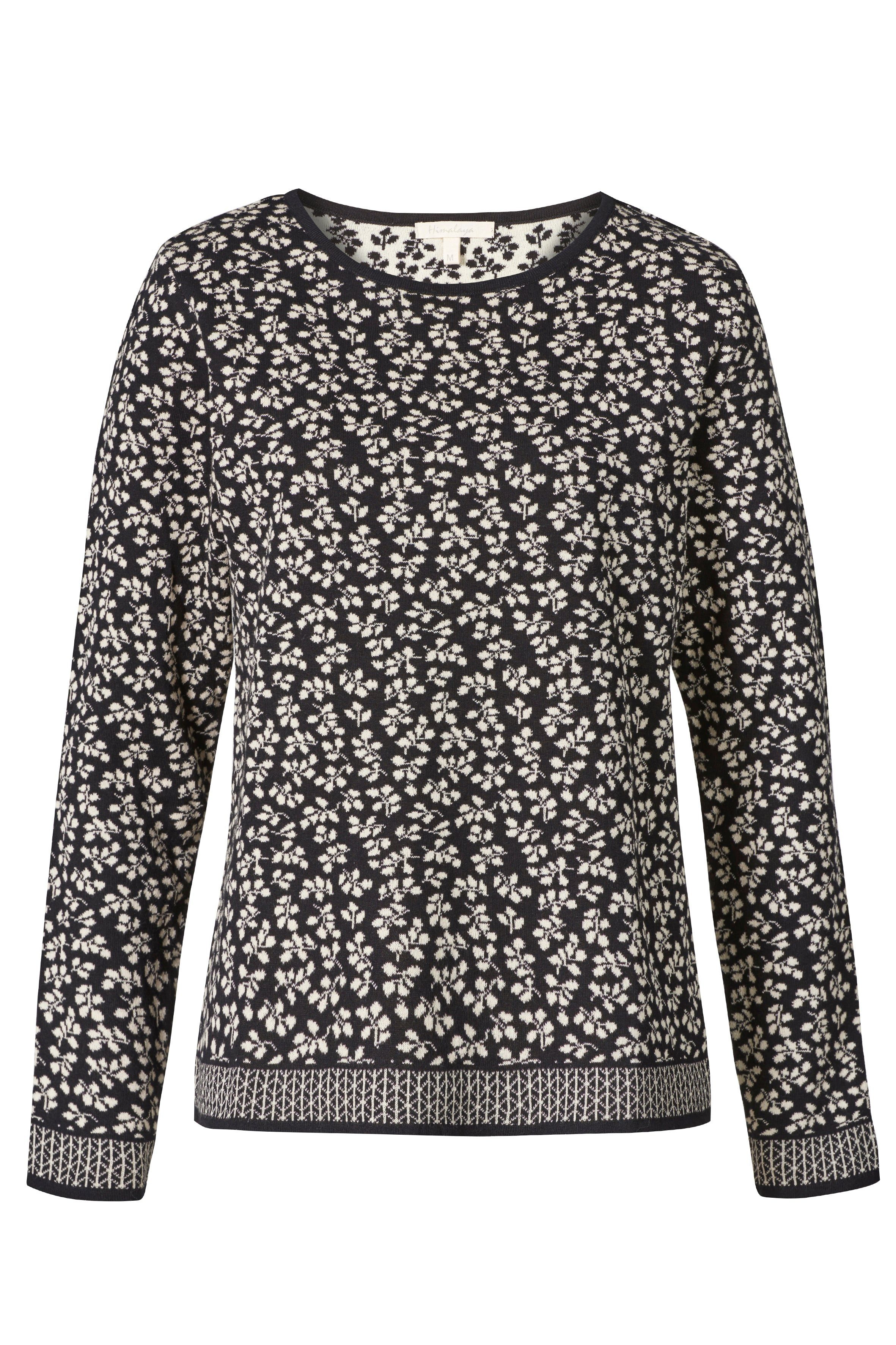 Strickpullover Weicher Jaquardpullover Damen mit Rundhalsausschnitt aus Bio-Baumwolle