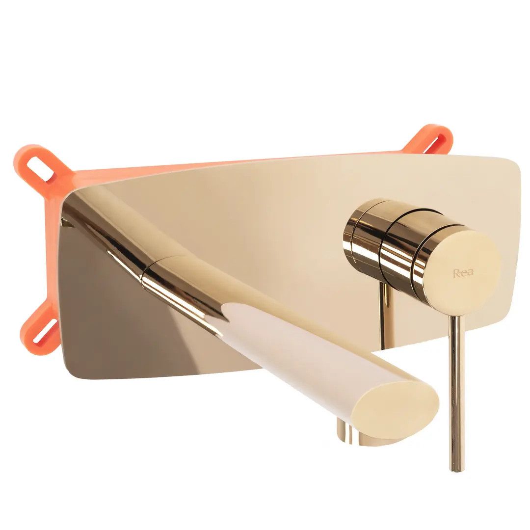 wohnwerk.idee Unterputzarmatur Unterputz Armatur Waschbecken Wasserhahn Wandmontage Gold PVD inkl. Installationsbox/Grundkörper