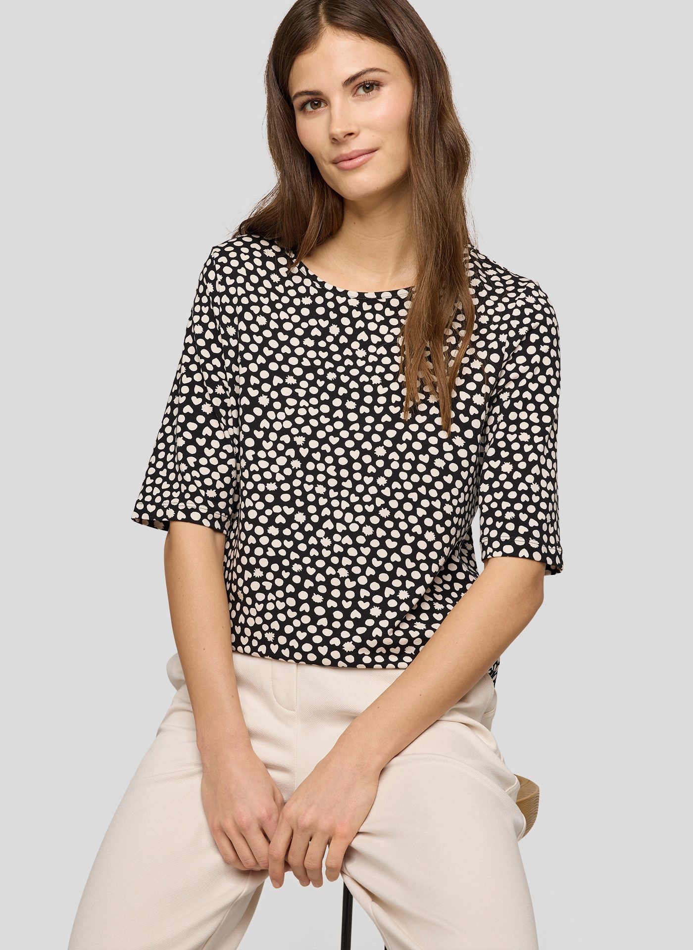 Rabe Rundhalsshirt Sommershirt mit Allover-Muster