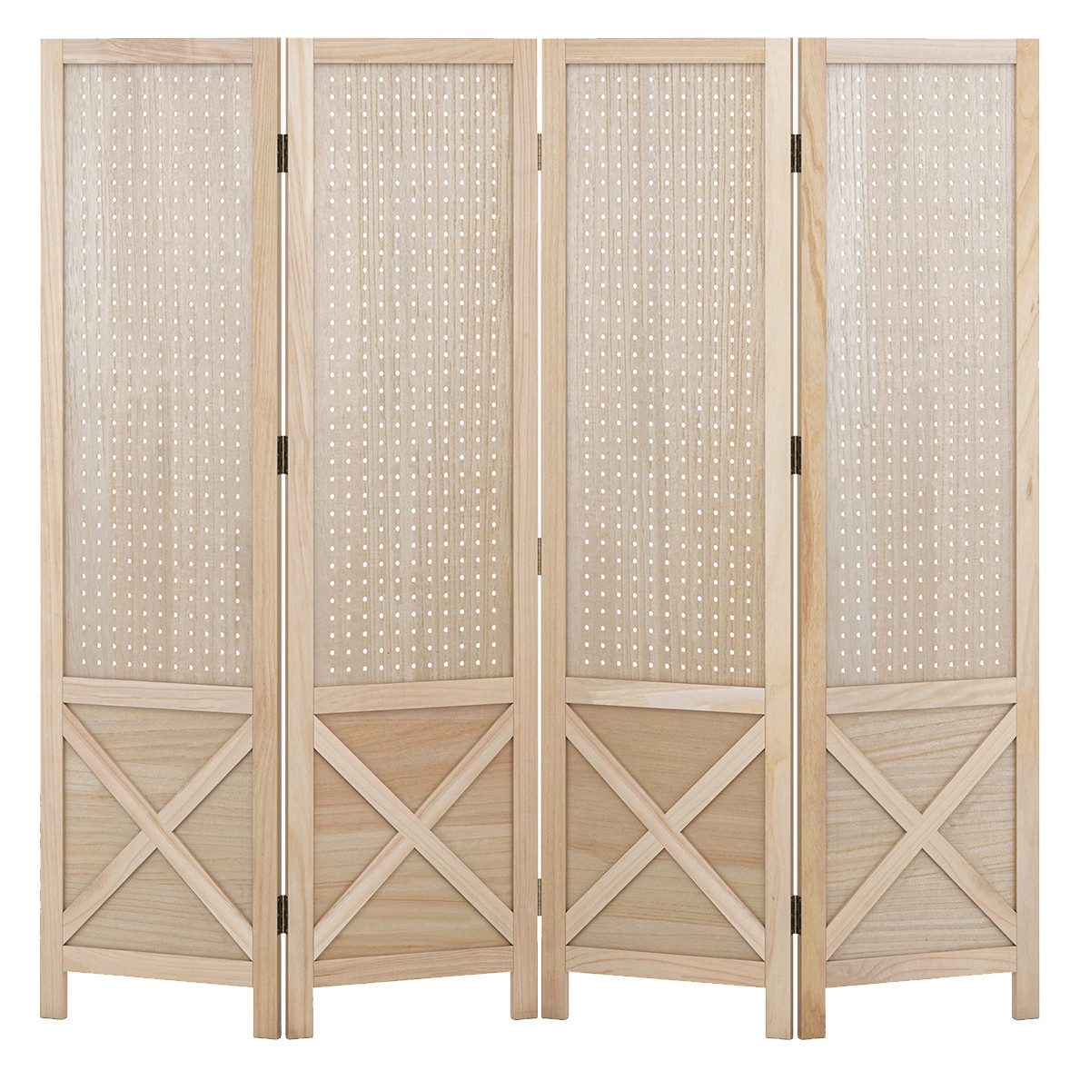 COSTWAY Paravent, 4 tlg. Raumteiler mit Stecktafel, klappbar 153,5x144cm günstig online kaufen