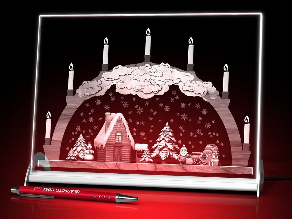 GLASFOTO.COM LED Schwibbogen Advent-Schwibbogen - LED beleuchtet 18 x 24  Querformat