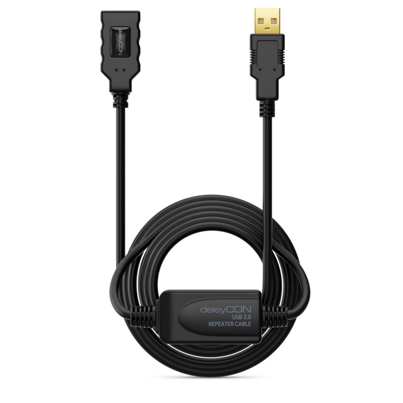 deleyCON deleyCON 10m Aktive USB 2.0 Kabel Verlängerung mit Verstärker Scanner USB-Kabel