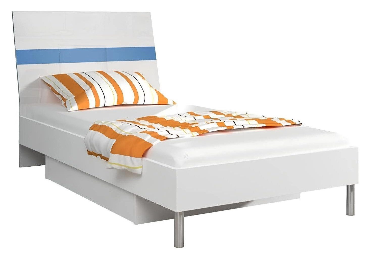 Xlmoebel Jugendbett Einzelbett in Blauem Holzdesign mit Hochglanz-Finish für Mädchen (Jugendbett, 1-tlg., Einzelbett, blau), Hergestellt in Europa