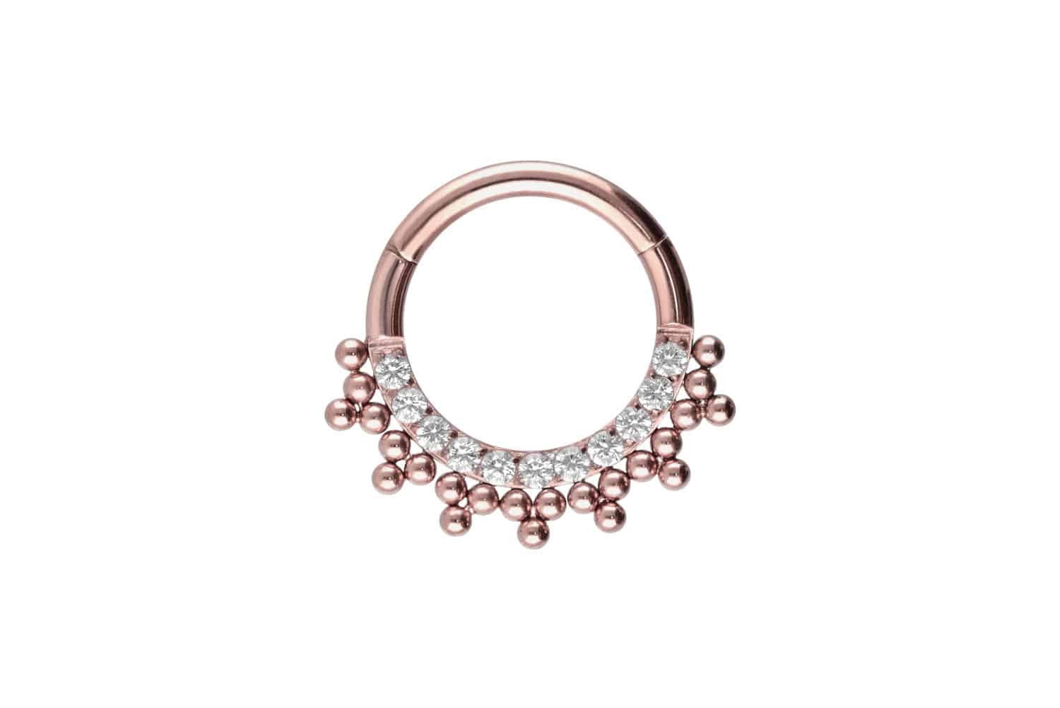 Nasenpiercing Titan Segmentring Clicker EINGEFASSTE KRISTALLE + KUGELN Ohrpiercing