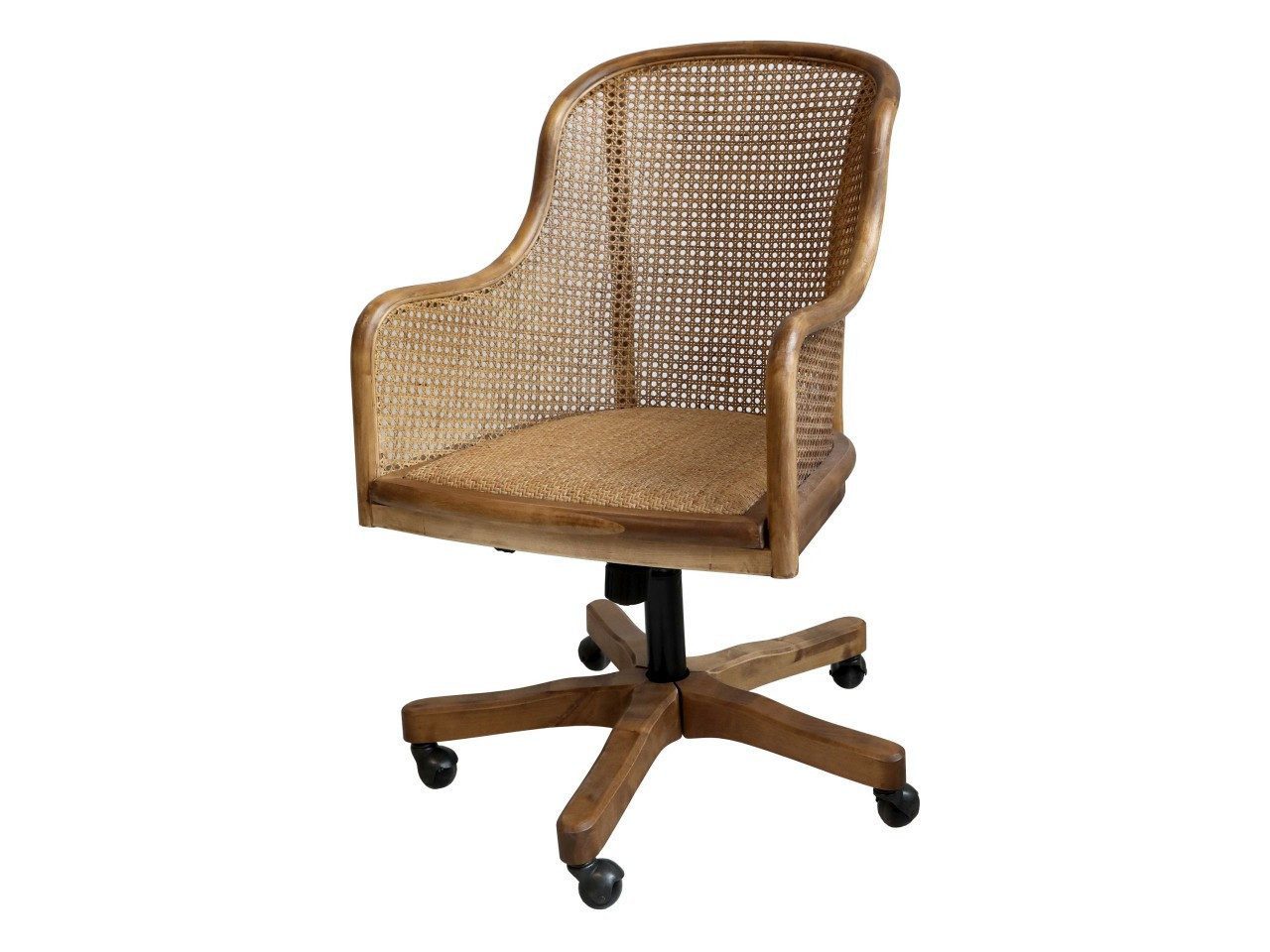 Chic Antique Schreibtischstuhl Vintage Bürostuhl Victor Rollen Höhenverstellbar Rattangeflecht