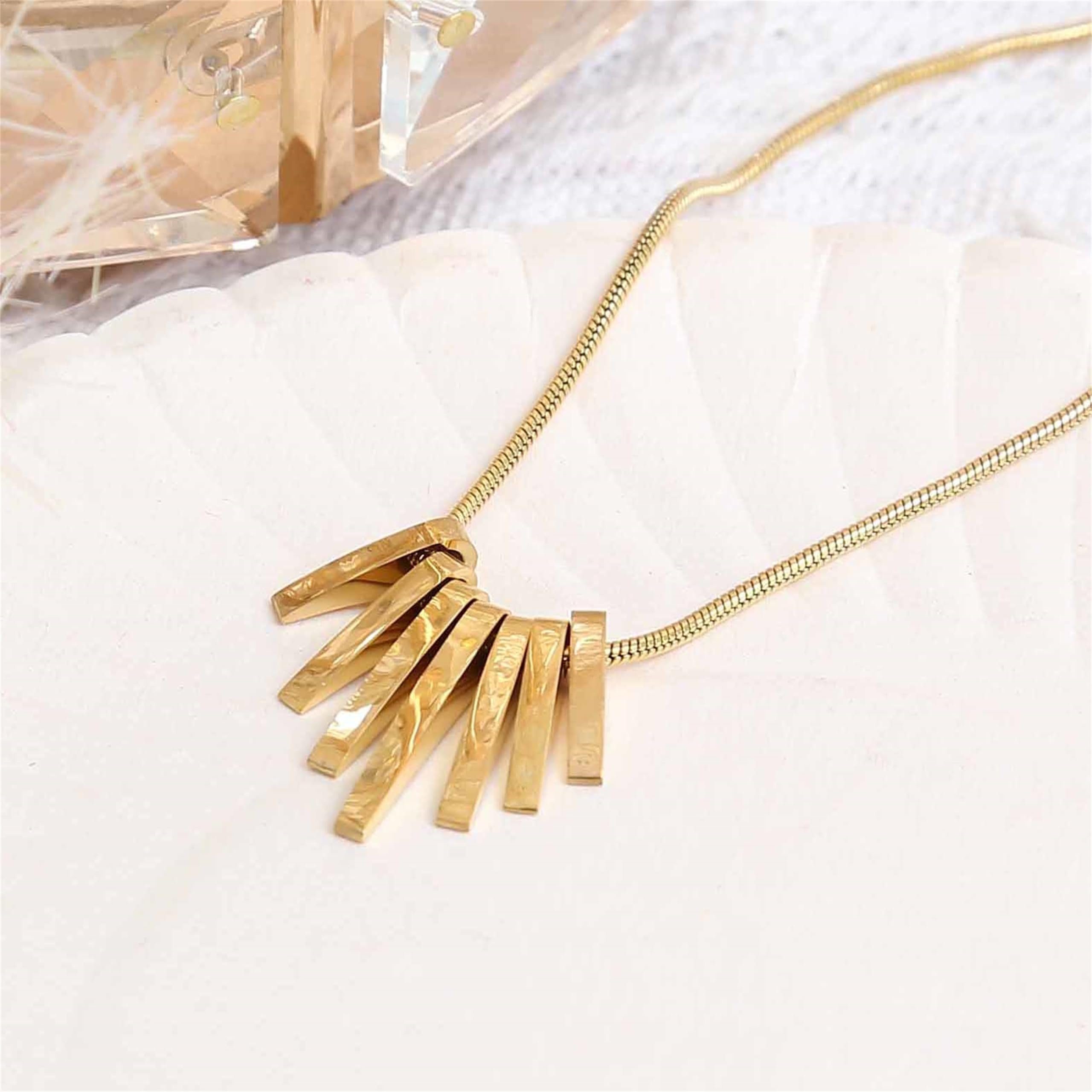 Made by Nami Kette mit Anhänger Schlangenkette Gold, 40 + 5 cm Wasserfest Boho Schmuck Damen – Bild 5 von 5