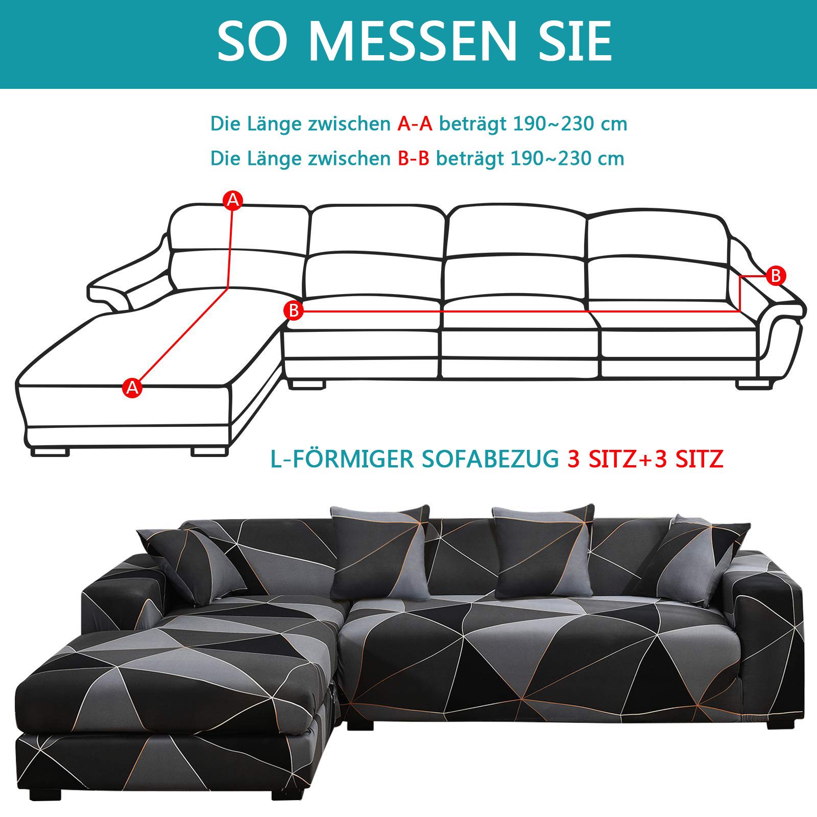 Coonoor Sofabezug Stretch Sofa Überzug Universal Couchbezug Für 2/3 Sitzer – Bild 2 von 5