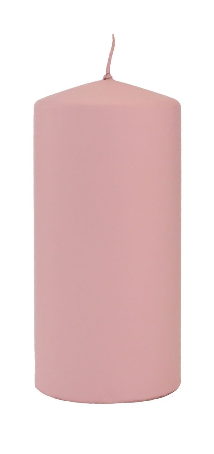 INNA-Glas Stumpenkerze LYCANTHIA, Frosted Pastel, altrosa, 15cm, Ø7cm, 63h
