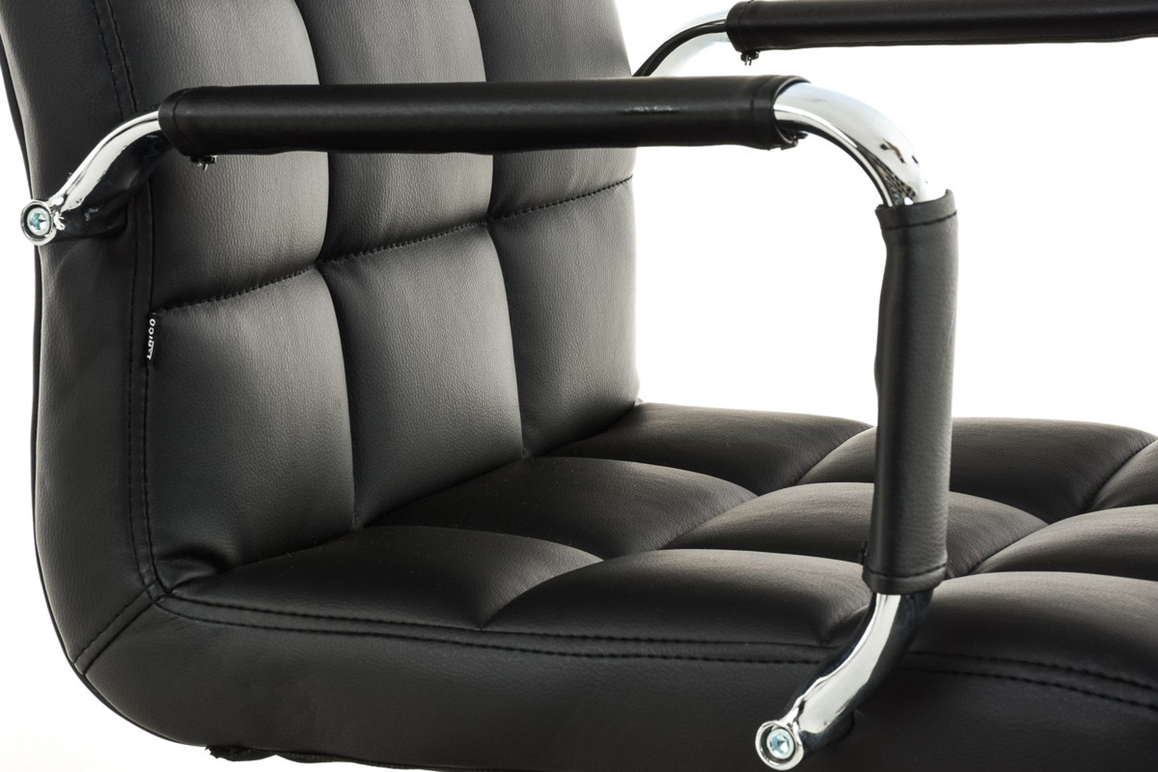 Deal Sitzfläche: mit - Gestell: Rückenlehne chrom TPFLiving Drehstuhl, Konferenzstuhl, Bürostuhl bequemer Chefsessel), schwarz V2 Metall (Schreibtischstuhl, Kunstleder