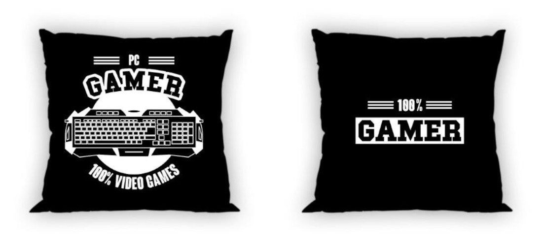 Carbotex Dekokissen Gamer Kissen Dekokissen 40 x 40 cm, Kissenhülle mit Füllung
