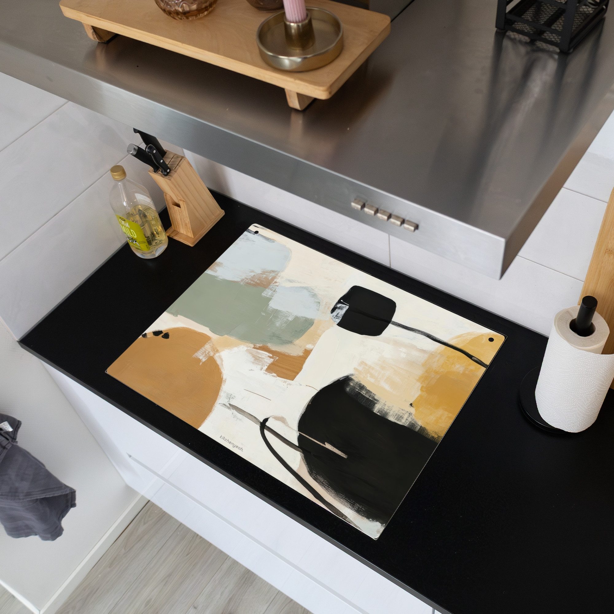 KitchenYeah Küchenrückwand Farbe - Abstrakt - Farben, (1-tlg), Küche Herdabdeckung Ceranfeld Induktionsfeld Spritzschutz, 65x50 cm