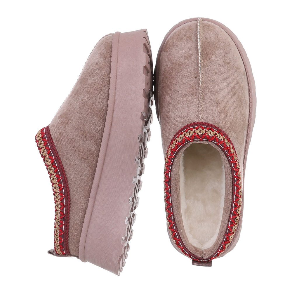 Ital-Design Die bequemen Plateau-Slipper Hausschuh (87475101) Flach Stiefeletten in Hellbraun