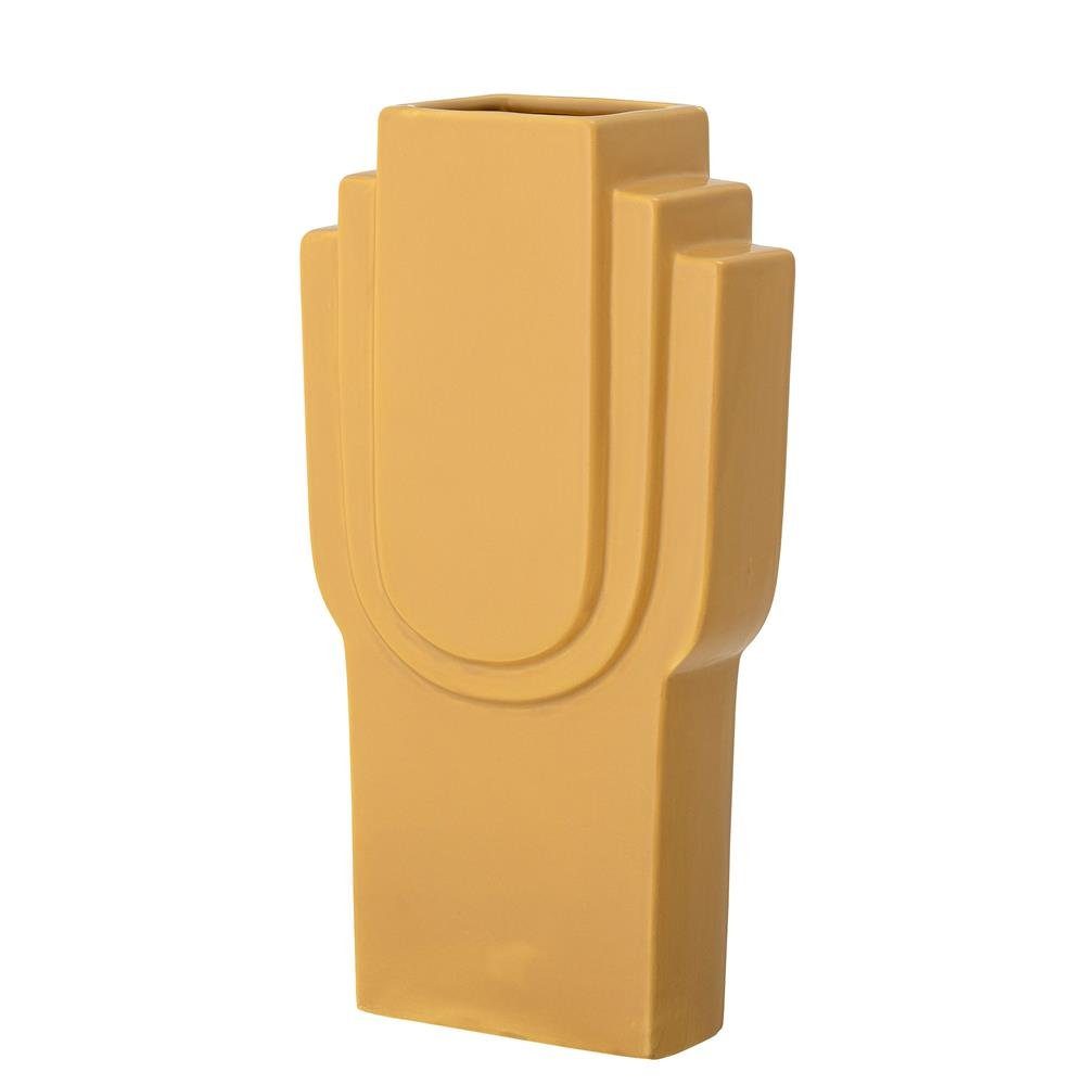 Bloomingville Dekovase Ata, Gelb, aus Steingut, 16,5 x 30,5 x 7,5 cm, Dänisches Design