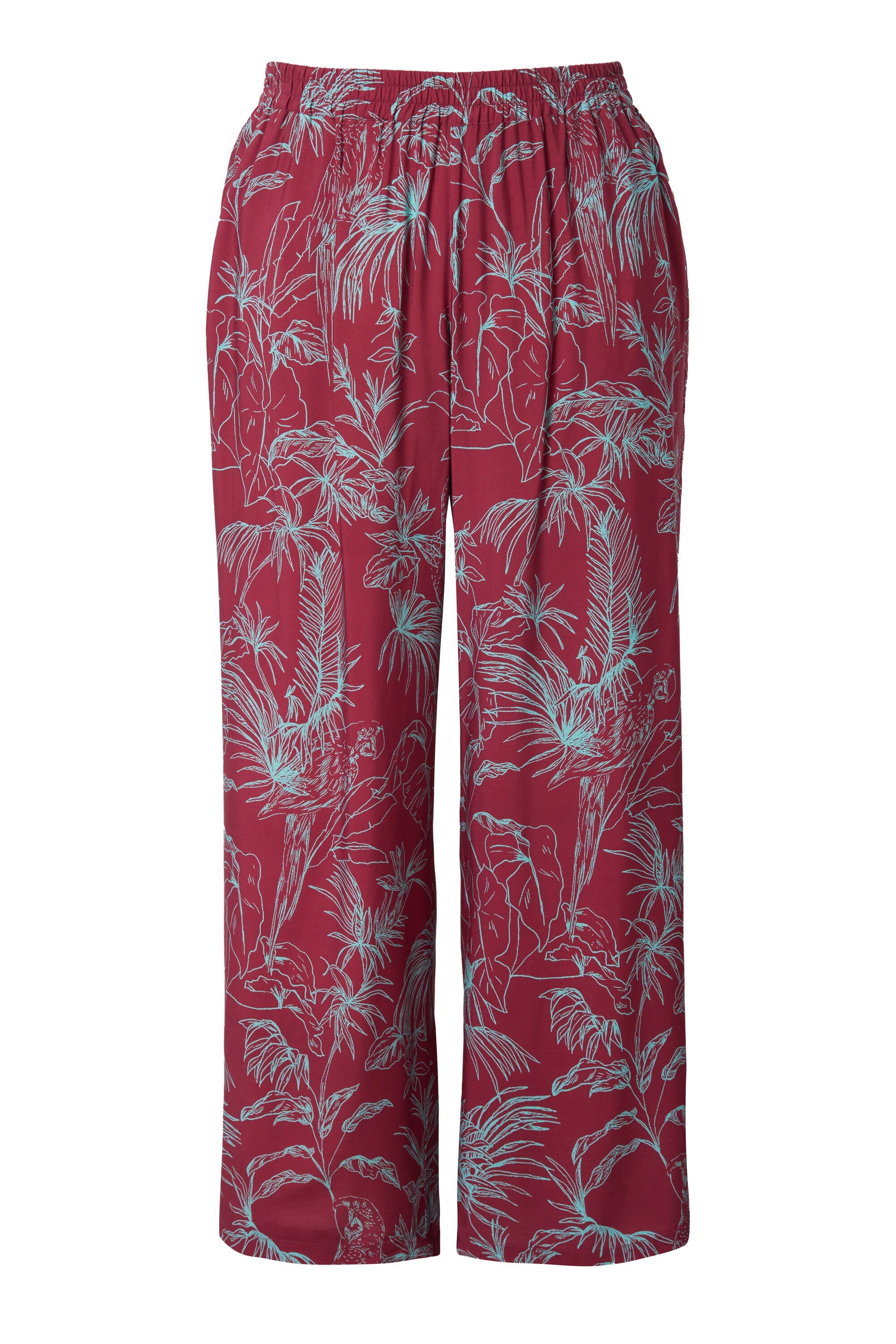 Ulla Popken Funktionshose Palazzohose Dschungel weites Bein Elastikbund günstig online kaufen