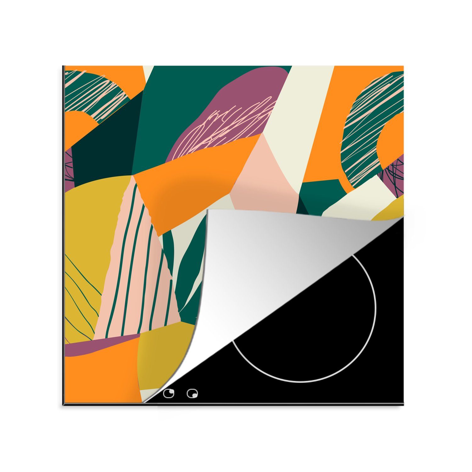 MuchoWow Herdblende-/Abdeckplatte Obst - Illustration - Farben - Mädchen - Kinder - Rosa - Baby, Vinyl, (1 tlg), 78x78 cm, Ceranfeldabdeckung, Arbeitsplatte für küche