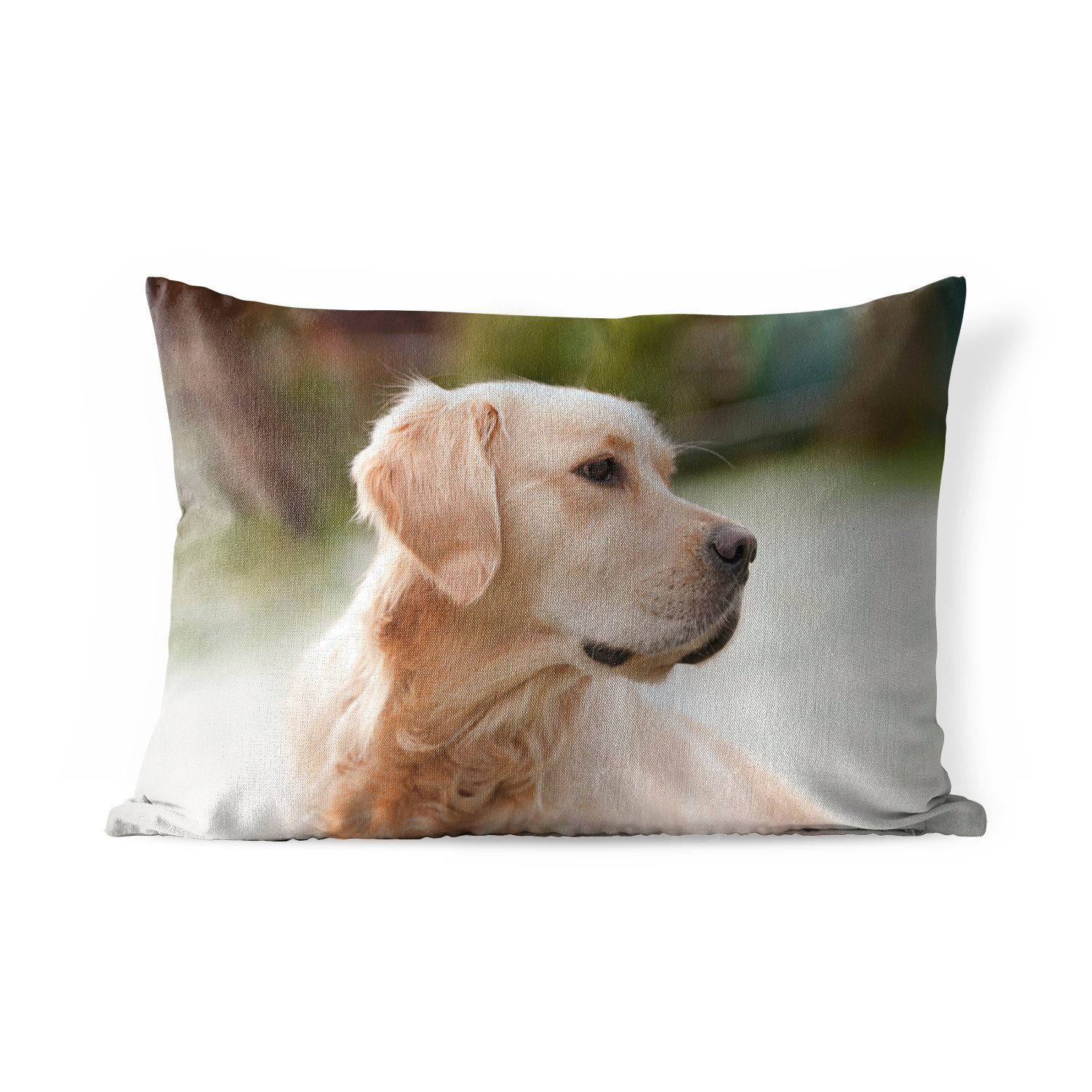 MuchoWow Dekokissen Ein schräg aussehender Golden Retriever, Outdoor-Dekorationskissen, Polyester, Dekokissenbezug, Kissenhülle