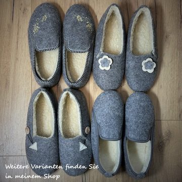 em-ka Damen Filz Fell Hausschuhe gefüttert warme Winter Pantoffeln Hausschuh Slipper, Ballerinas, Schafwolle