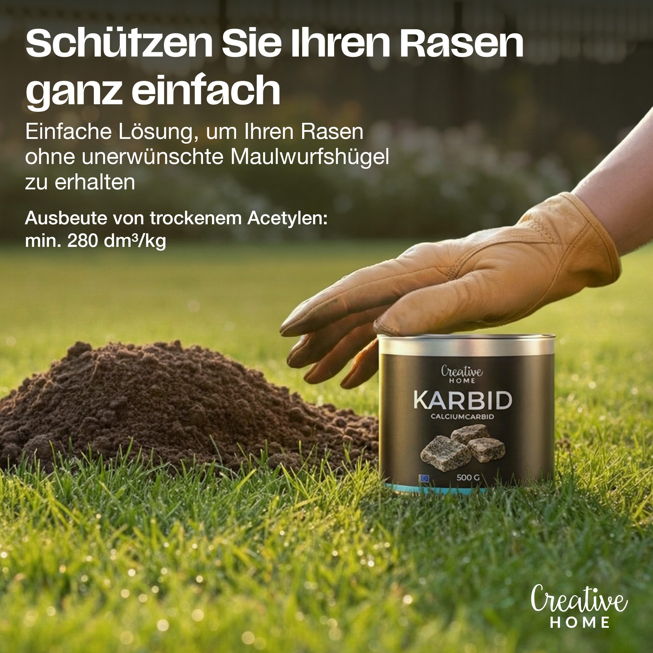 Creative Home Vergrämungsmittel Karbid, Reines Calciumcarbid, Carbid für Verwendung, 500 g, Krönung 15-25 mm