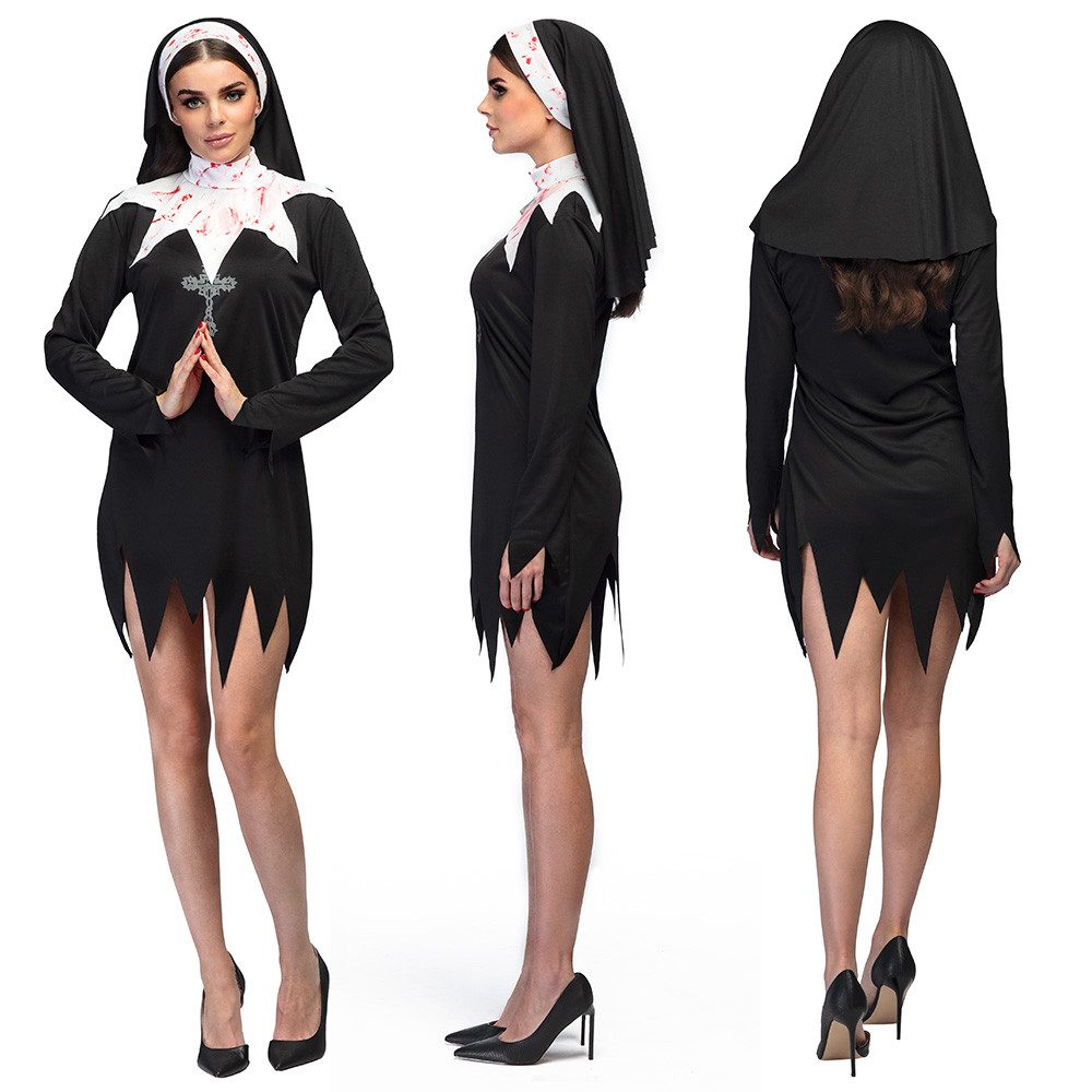 Boland Monster-Kostüm Nonnenkostüm Nonne Halloween Kloster Verkleidung Dämon Horror Kostüm