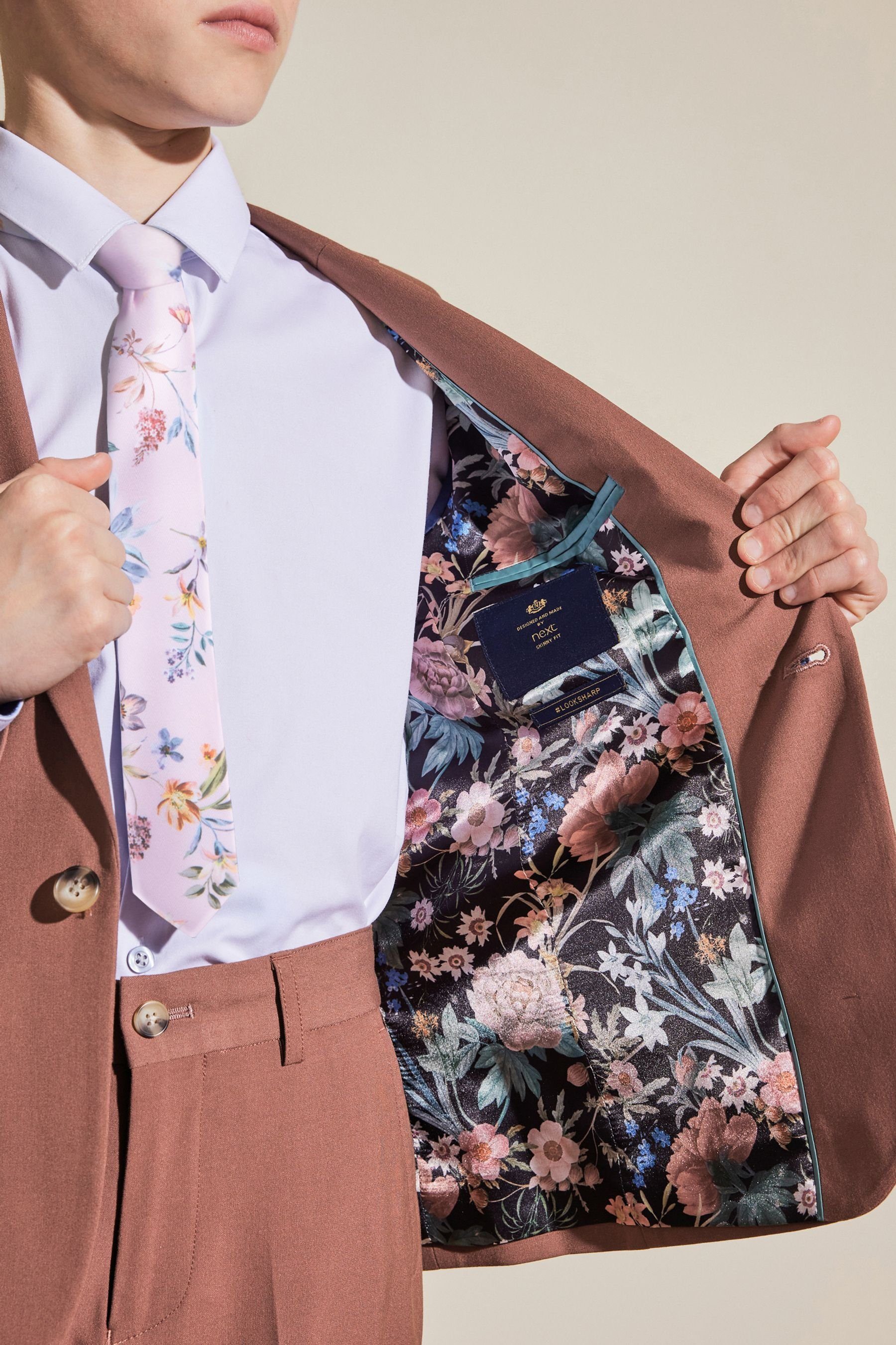 Dark Next (1-tlg) Sakko Pink Skinny-Fit Baukastensakko Anzug: