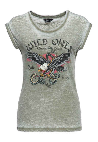QueenKerosin Print-Shirt Wild Ones (1-tlg) mit Adler und Schlange Print