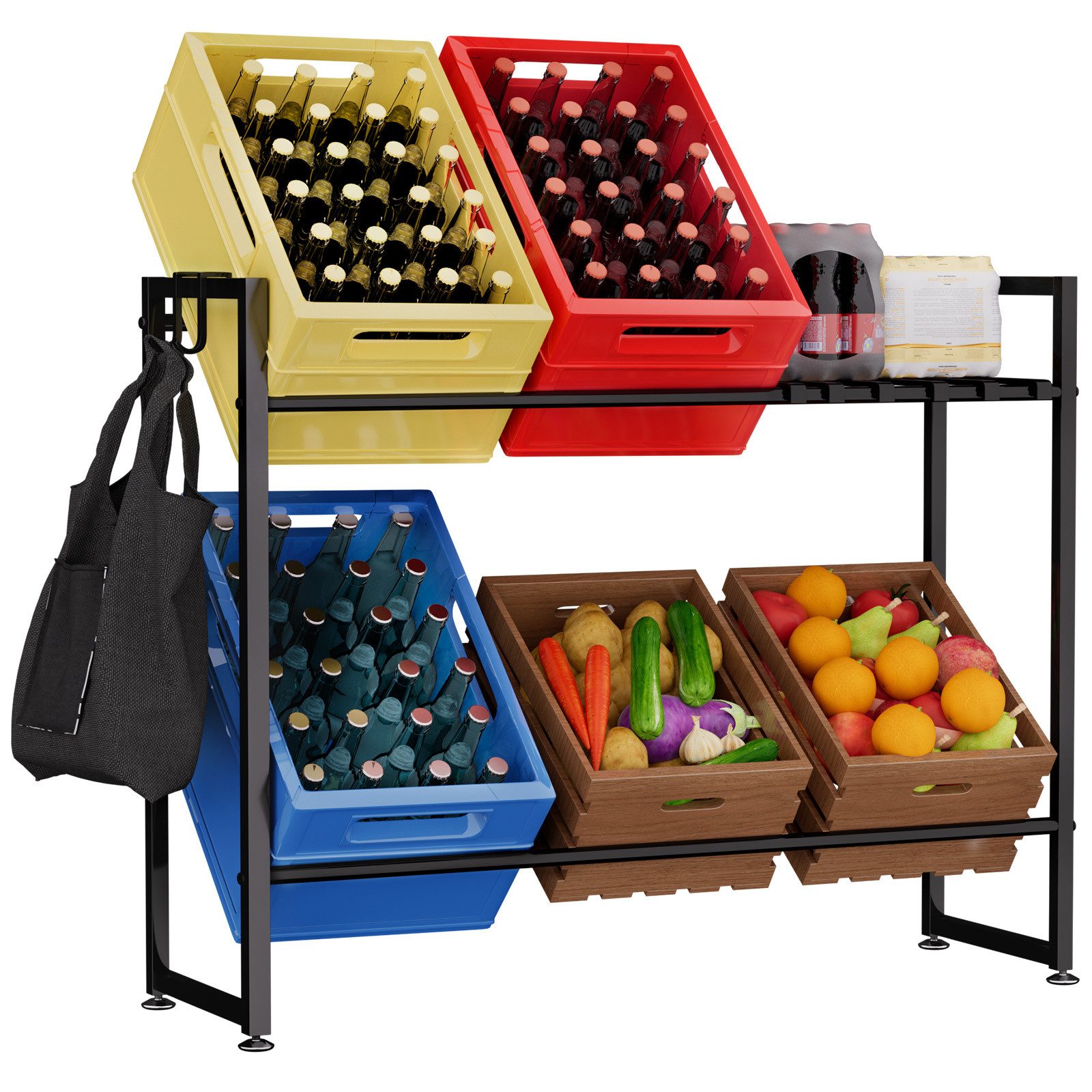 Yorbay Flaschenregal Getränkekistenregal für 6 Kisten Freistehend Kastenstä günstig online kaufen