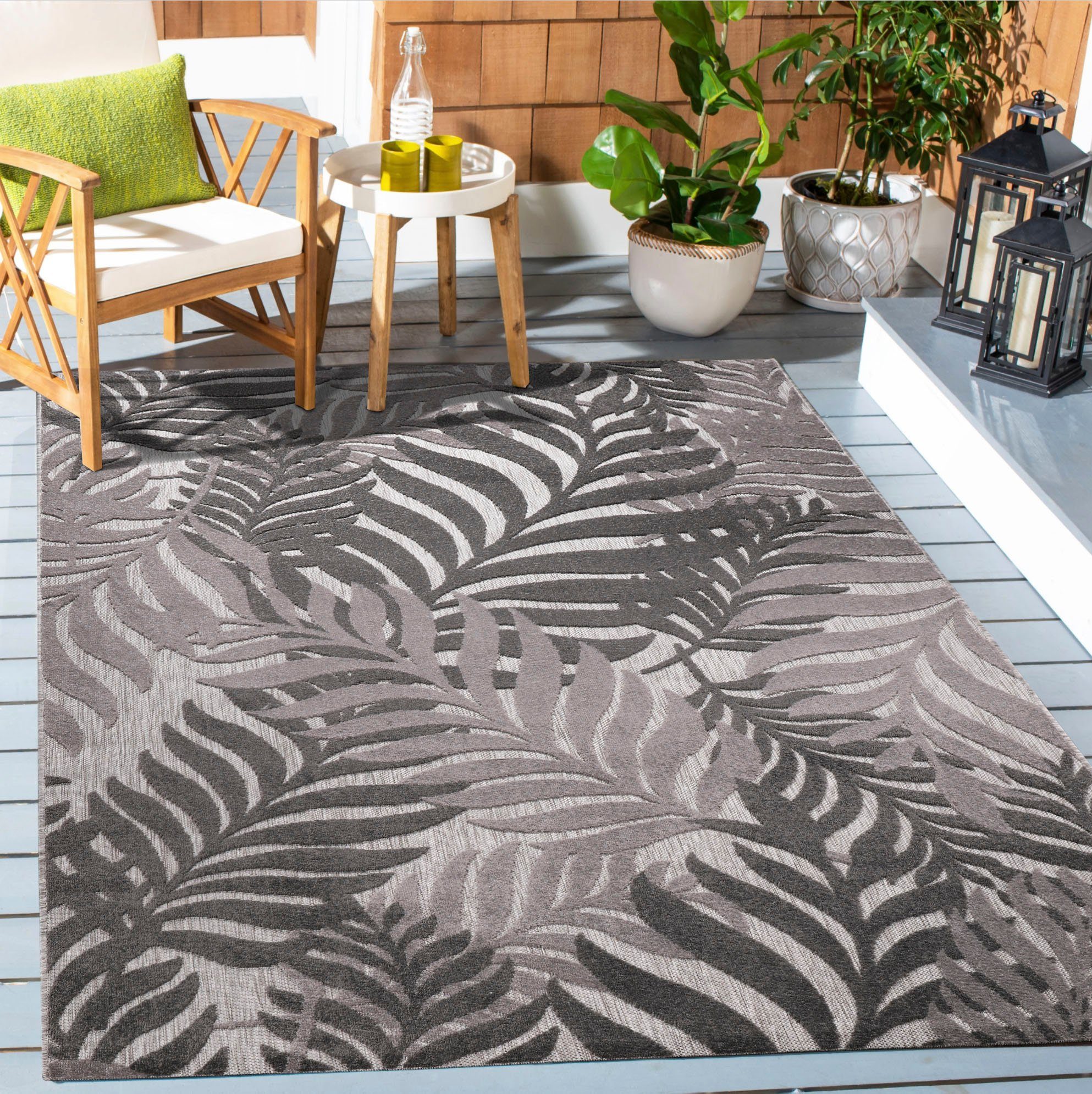 Sanat Teppich Floral Outdoor, auch als Läufer und Rund, rechteckig, Höhe: 6 mm, In- und Outdoor geeignet, florales Design, Balkon, Terasse