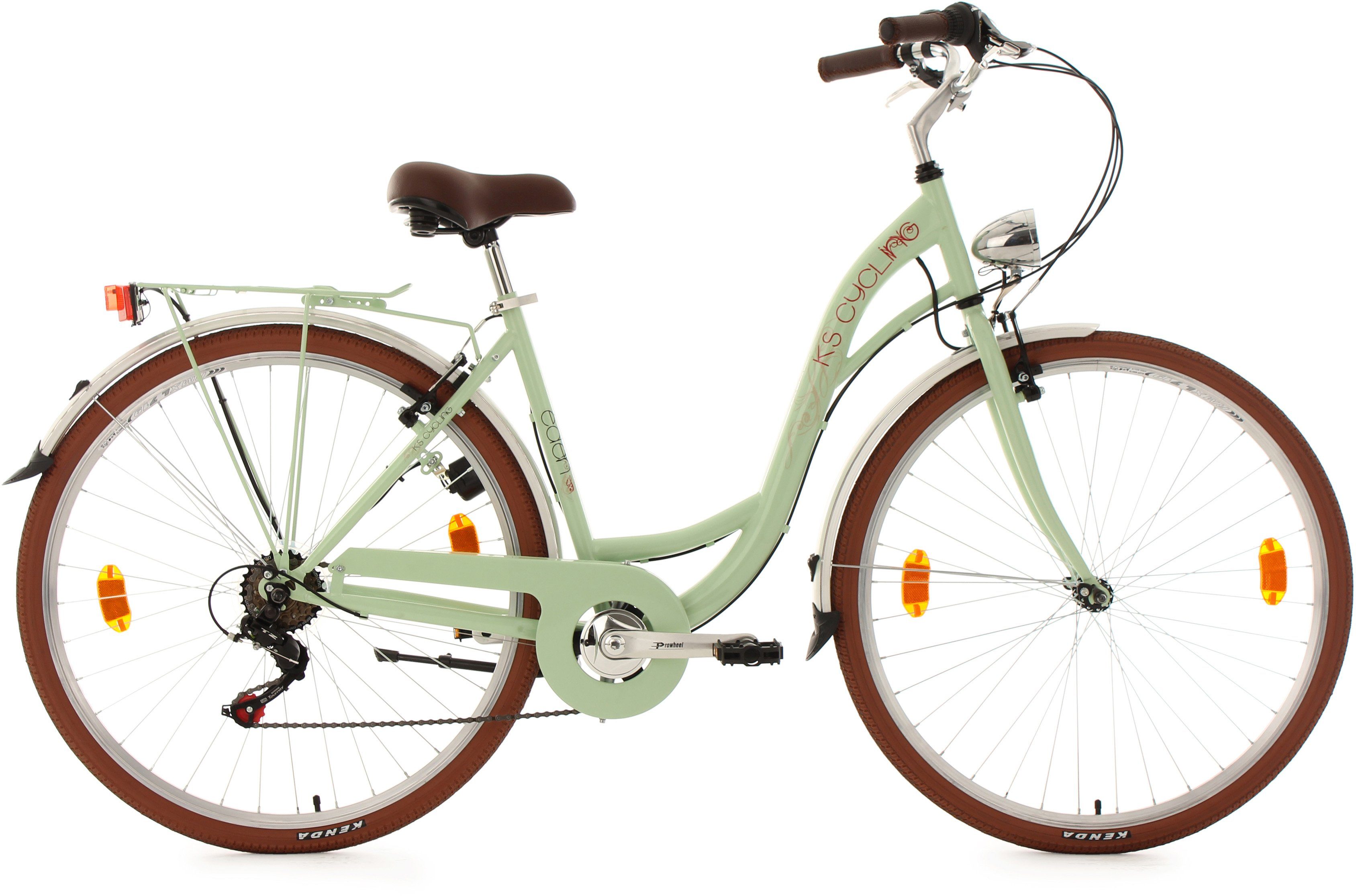 KS Cycling Cityrad Eden, 6 Gang Shimano Tourney RD-TZ 50 Schaltwerk, Kettenschaltung, für Damen und Herren, Kettenschaltung