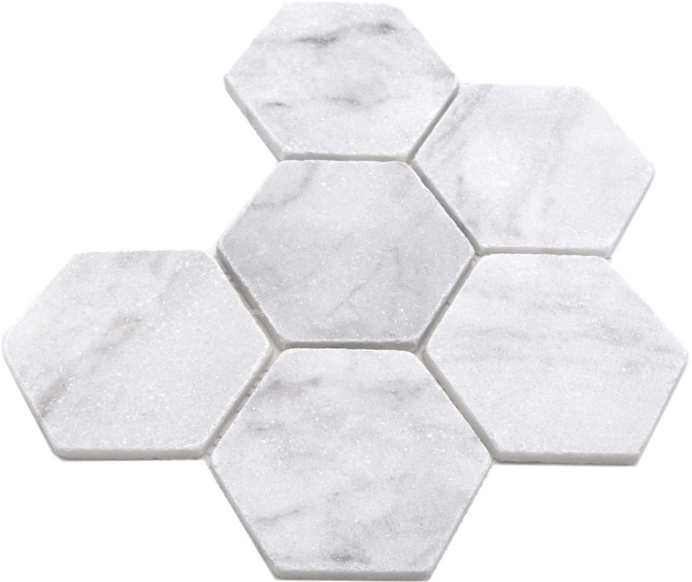 Thumbnail - Mosani Bodenfliese Marmormosaik Mosaikfliesen weiß matt / 10 Mosaikmatten