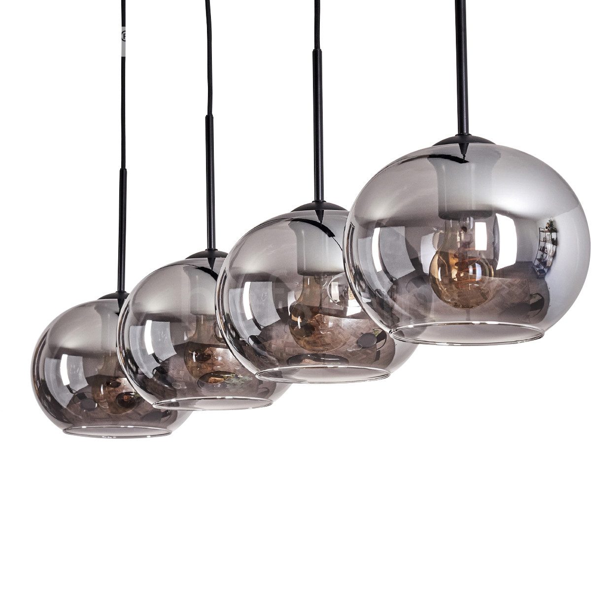 hofstein Hängeleuchte Hängelampe aus Metall/Glas in Schwarz/Rauchfarben, oh günstig online kaufen