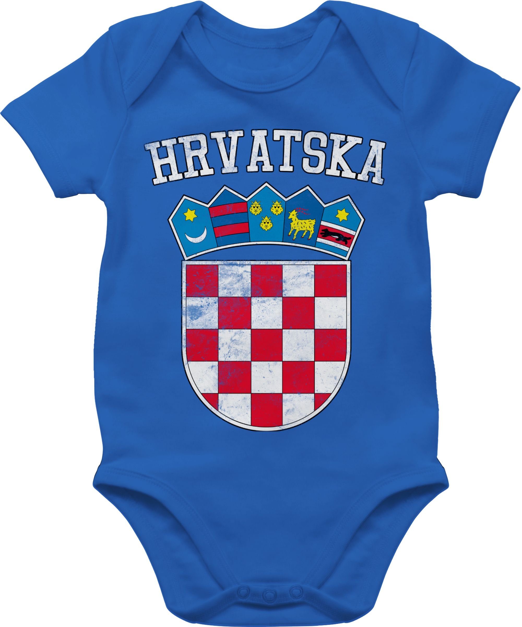 Shirtracer Shirtbody Kroatien Wappen WM Fussball EM 2024 Baby 2 Royalblau