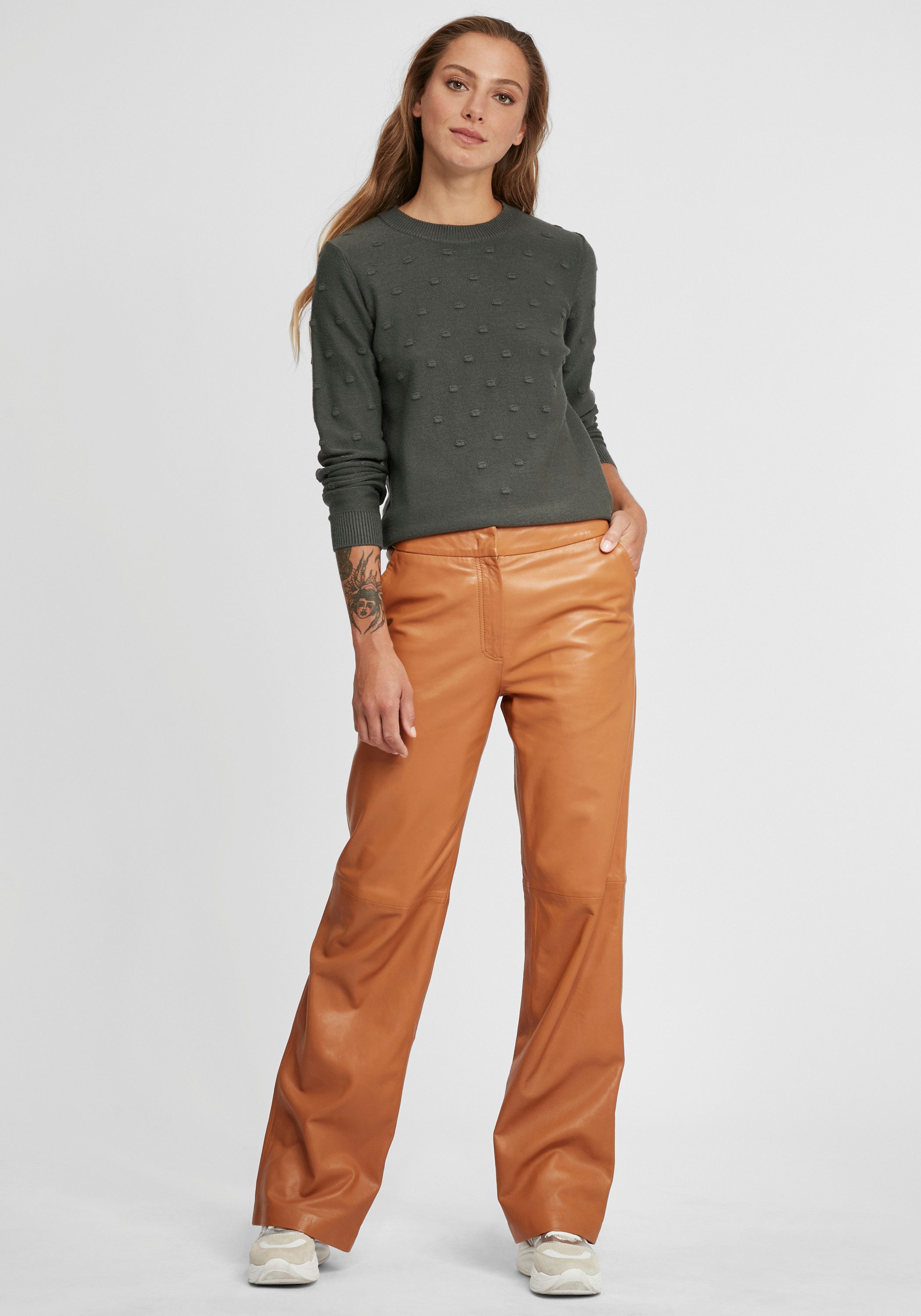 OXMO Strickpullover OXDotta Strickpullover in Feinstrick mit Punktmuster günstig online kaufen