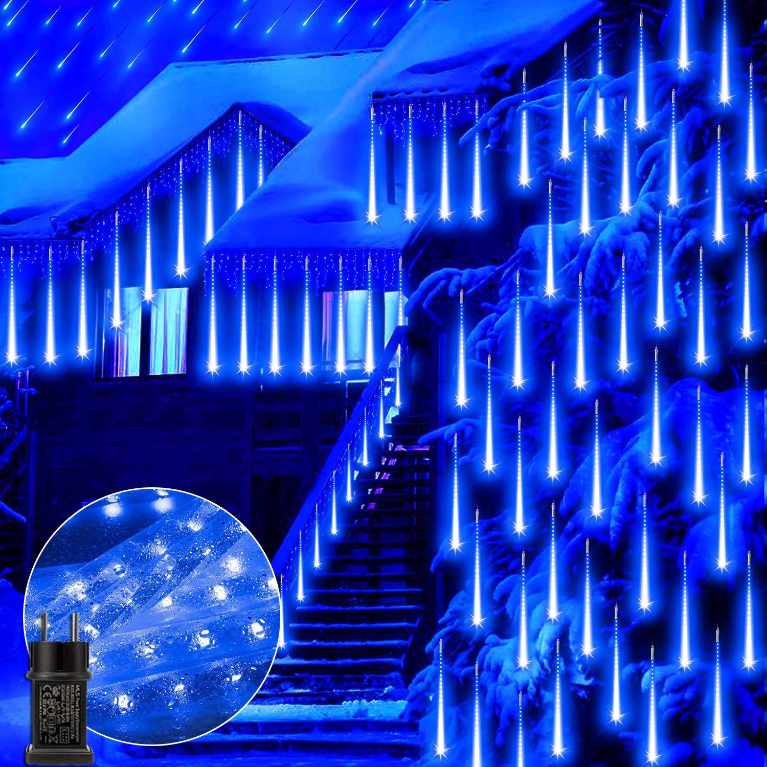 LMaxhome Lichterkette LED Weihnachtsdeko Meteorschauer Röhre Regenlichterkette Wasserdicht, 30/50CM Schlauch Außen Garten Party Weihnachtsbaum Icicle Lichterregen