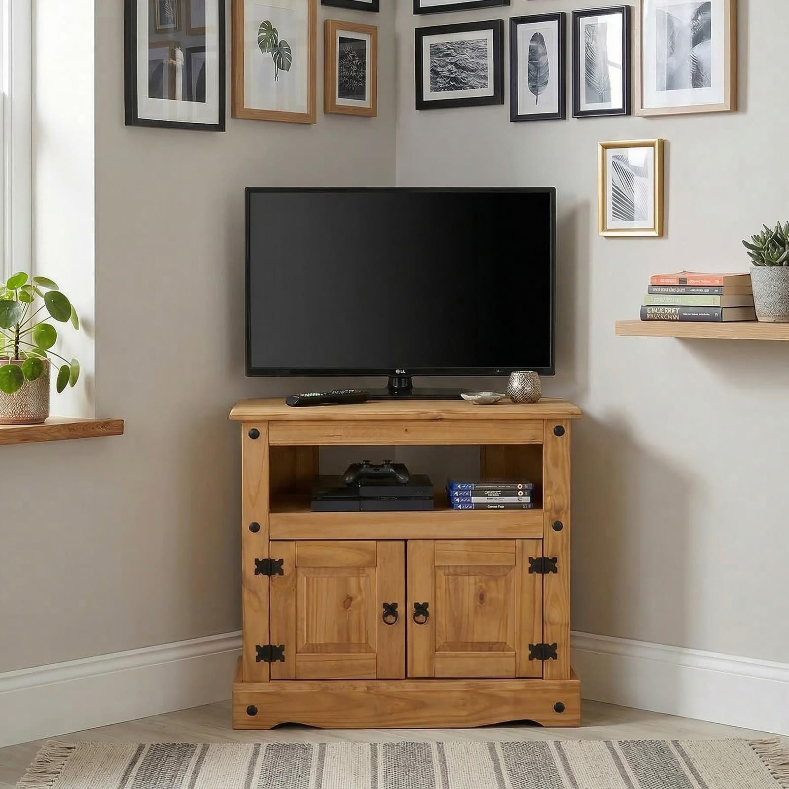 CARO-Möbel TV-Rack SALSA, TV Board mit Stauraum und Ablage, Mexiko Stil, Massivholz natur