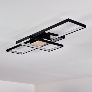 hofstein Deckenleuchte »Vajont« dimmbare Deckenlampe aus Metall/Holz in Schwarz/Braun, 3000 Kelvin, 3300 Lumen, moderne Leuchte, dimmbar über herkömmlichen Lichtschalter