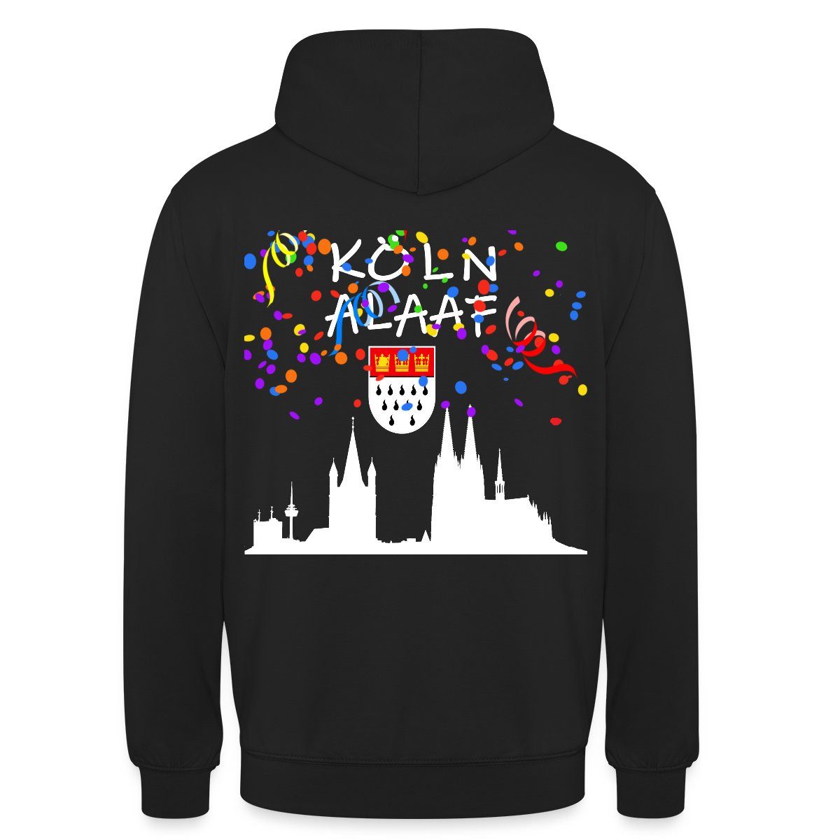 Spreadshirt Hoodie Kölle Alaaf Karneval Fasching Köln Kölner Dom Unisex Hoodie (1-tlg) Unisex-Schnitt: Sitzt bei Männern körpernah, bei Frauen weit