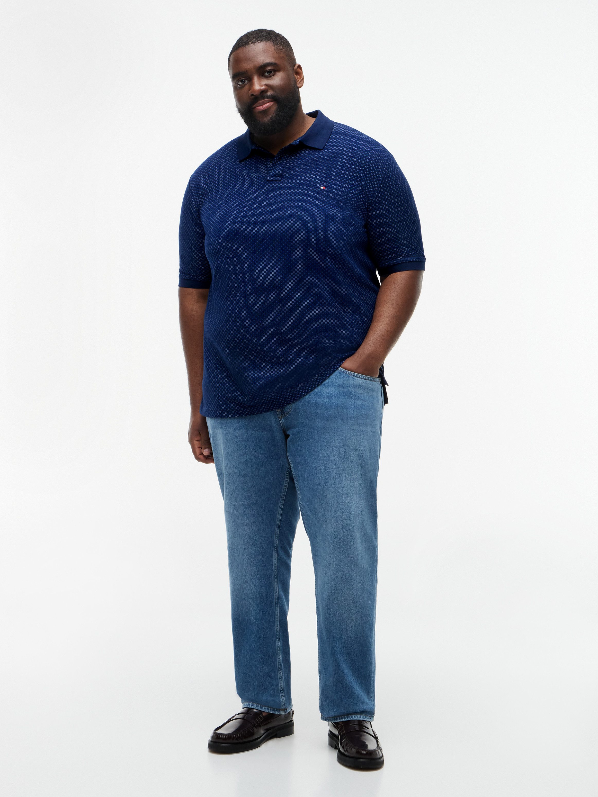 Tommy Hilfiger Big & Tall Poloshirt BT-MICROPRINT PIQUE REGULAR mit geometrischem Muster, Große Größen – Bild 4 von 5