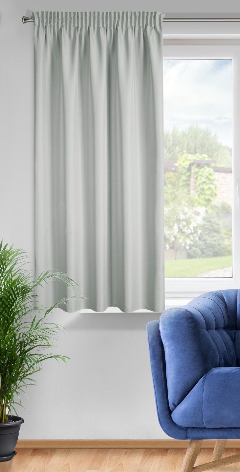 Eurofirany Vorhang Einfarbiger Vorhang – Blickdichter Stoff mit matter Oberfläche, Kräuselband, Satinbindung, pflegeleicht, 140 g/m² – 100 % Polyester