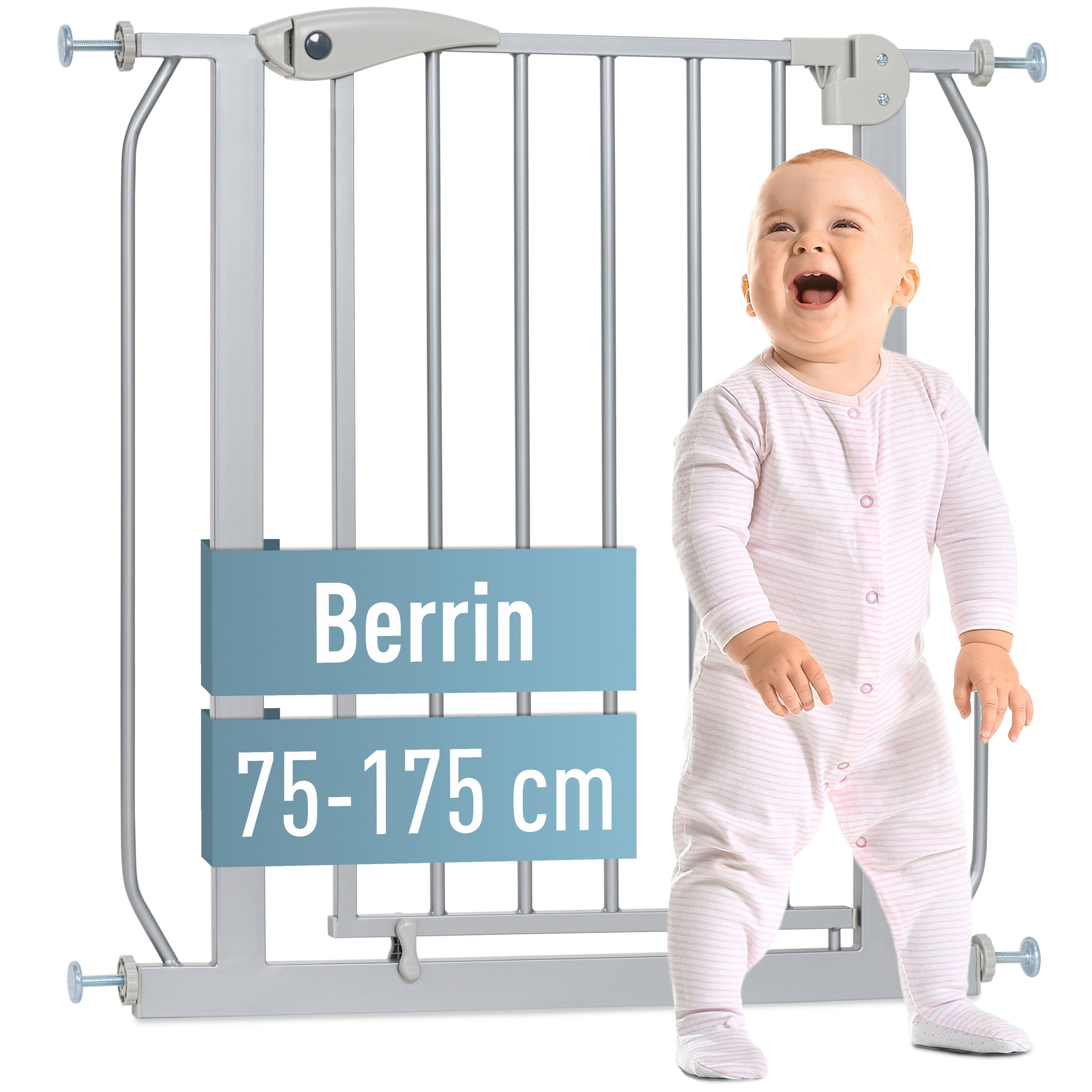 ib style Türschutzgitter Berrin Treppengitter 75-85cm Silber-grau, Sicherhe günstig online kaufen
