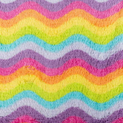 SCHÖNER LEBEN. Stoff Plüsch Stoff Fellimitat Kunstfell Regenbogenfarben Wellen bunt 1,60m, pflegeleicht