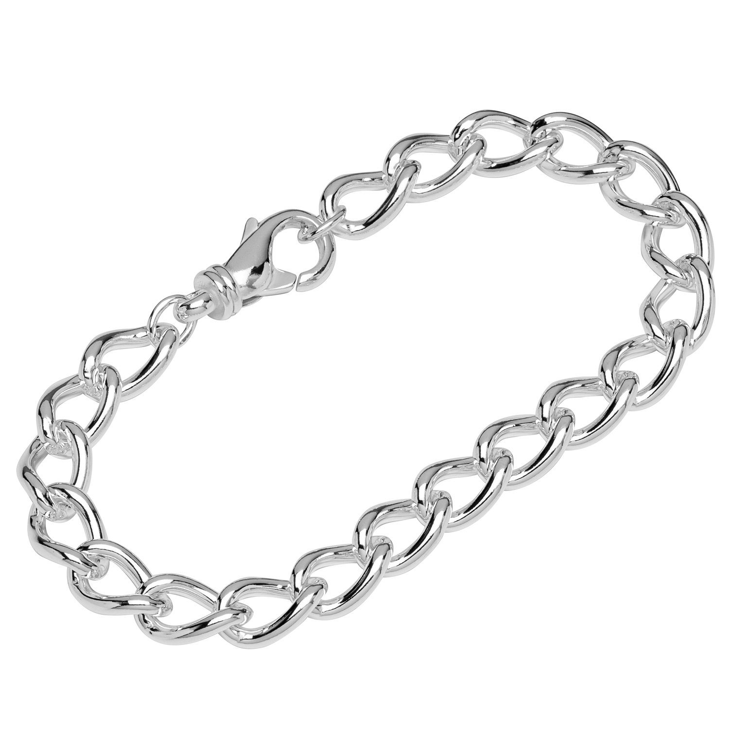 NKlaus Silberarmband Armband 925 Sterlingsilber 22cm Langpanzerkette ru (1 Stück), Made in Germany