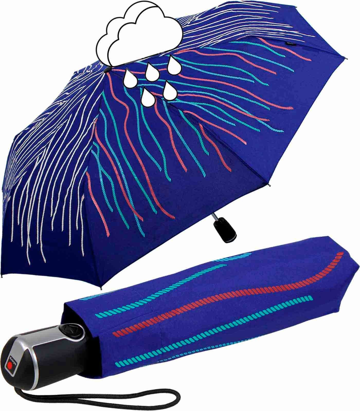Knirps® Langregenschirm Large Duomatic mit Farbwechsel - Wet Print Rope, bei Nässe färben sich die weißen Fäden bunt blau