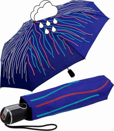 Knirps® Stockregenschirm Large Duomatic mit Farbwechsel - Wet Print Rope, bei Nässe färben sich die weißen Fäden bunt