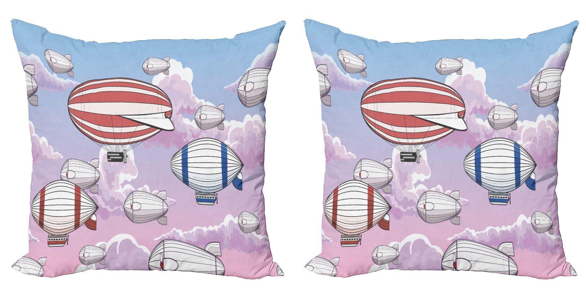 Kissenbezüge Modern Accent Doppelseitiger Digitaldruck, Abakuhaus (2 Stück), Steampunk Zeppeline im Himmel