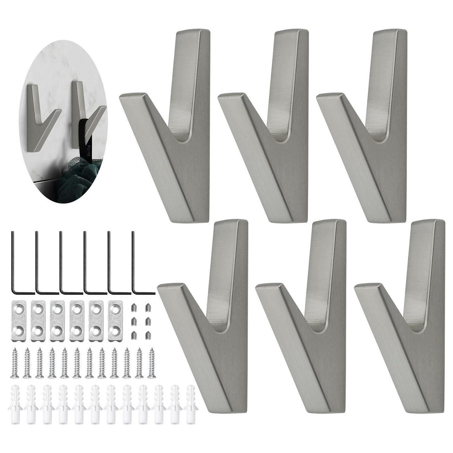 LuxusKollektion Kleiderhaken Kleiderhaken Wand 6er Set Chrom Matt