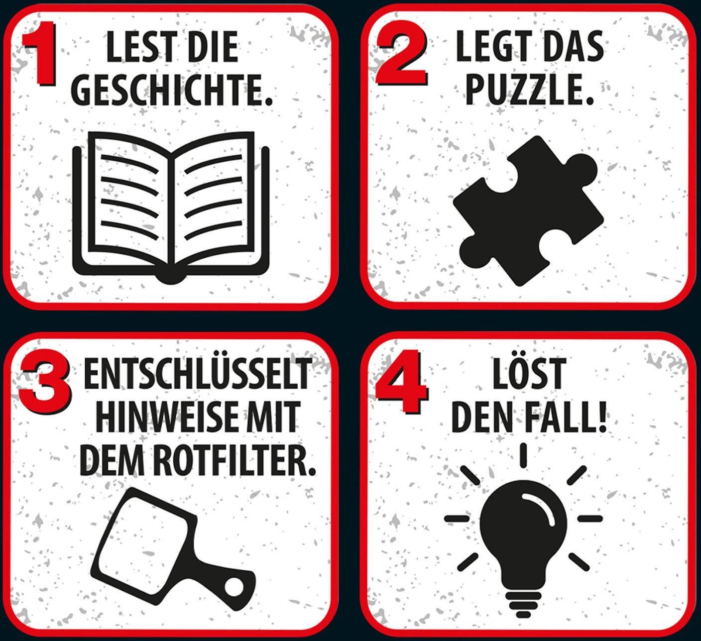 Kosmos Puzzle Krimipuzzle Die drei ??? Kids 200 Teile / Spuk auf dem Schulfest, 200 Puzzleteile, leuchtet im Dunkeln, Made in Germany