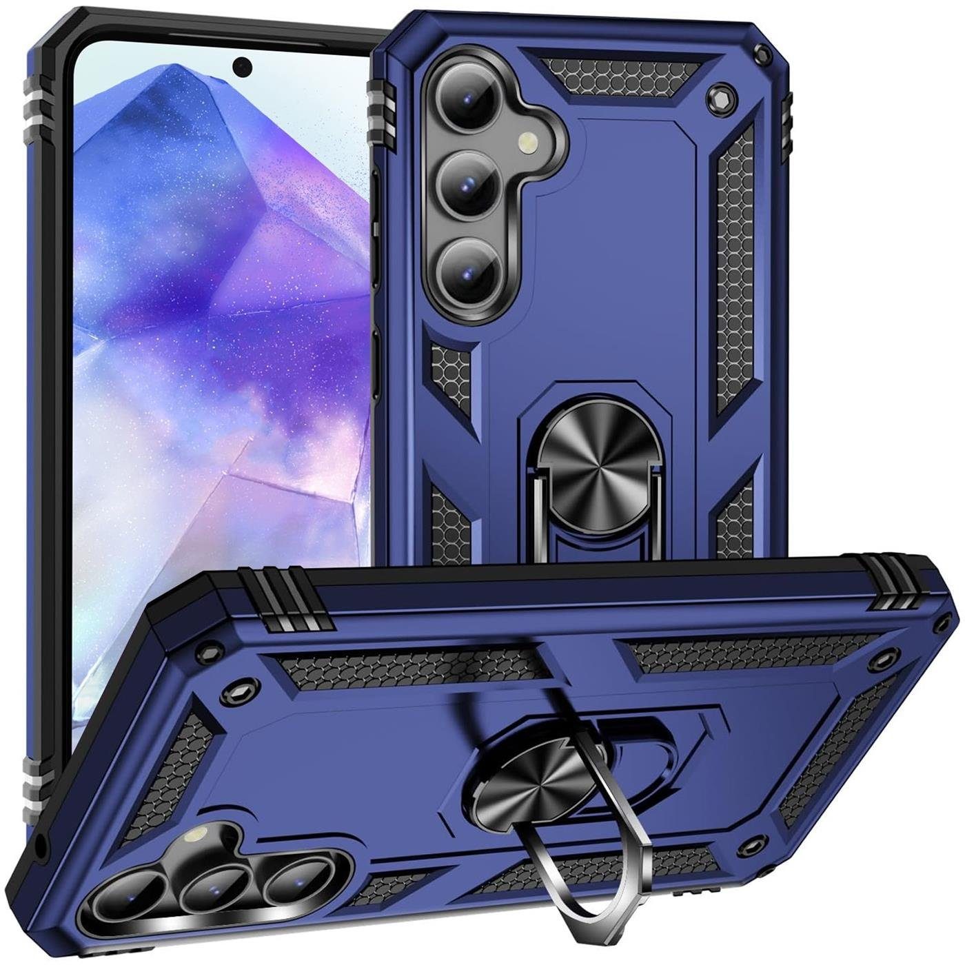 CoolGadget Handyhülle Armor Shield Case für Samsung Galaxy A55 5G 6,6 Zoll, Outdoor Cover mit Magnet Ringhalterung Handy Hülle für Samsung A55 5G
