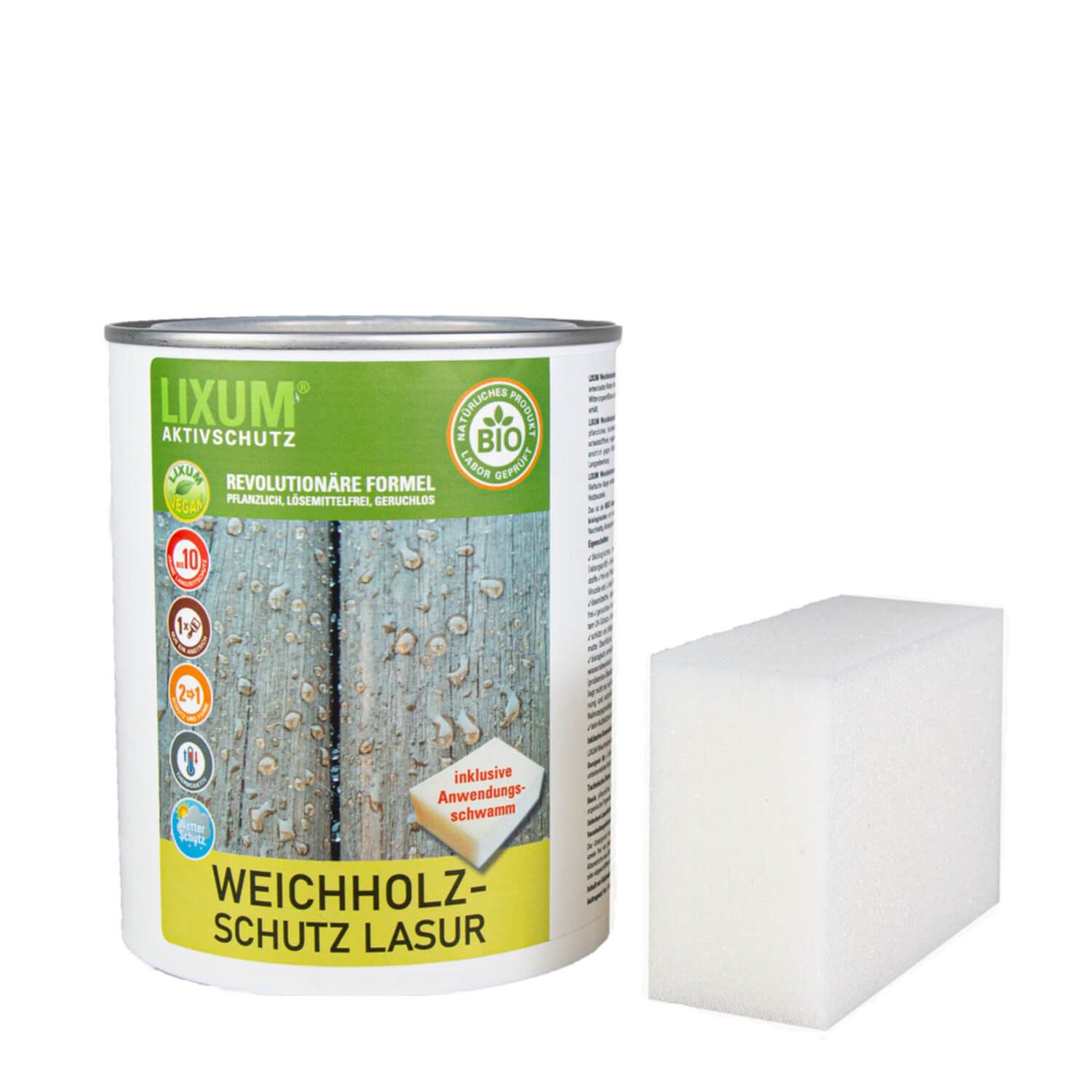 LIXUM Holzschutzlasur LIXUM Biologischer Holzschutz Weichholzschutz universell