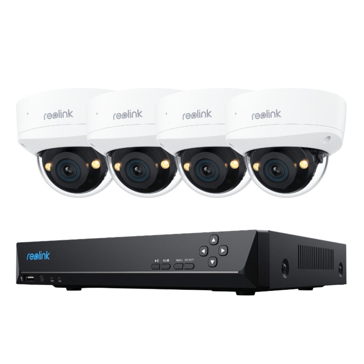Reolink Überwachungskamera PoE Set RLK8-1200V4 (Innenbereich, Außenbereich, Farbnachtsicht,145° Superweitwinkel, IK10 Vandalismus,2-Wege-Audio)