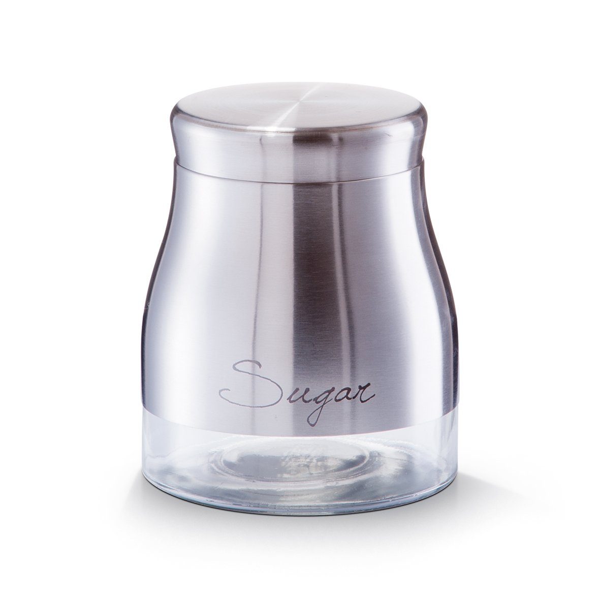 Zeller Present Vorratsglas Vorratsglas "Sugar, Glas/Edelstahl 201, 900 ml, Edelstahl, silber, Ø11,5 x 14 cm